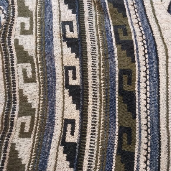J Jill Open Sweater Cardigan XL Green Blue Southwest Aztec Fringe Wool Blend - Picture 12 of 12